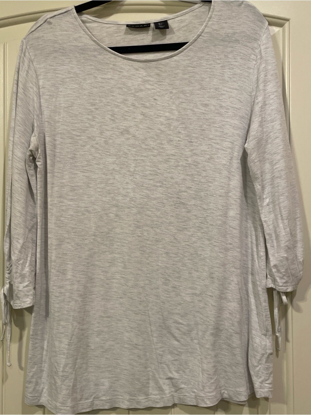 Tahari Light Gray 3/4 Sleeve Tee with Tie Cuffs
